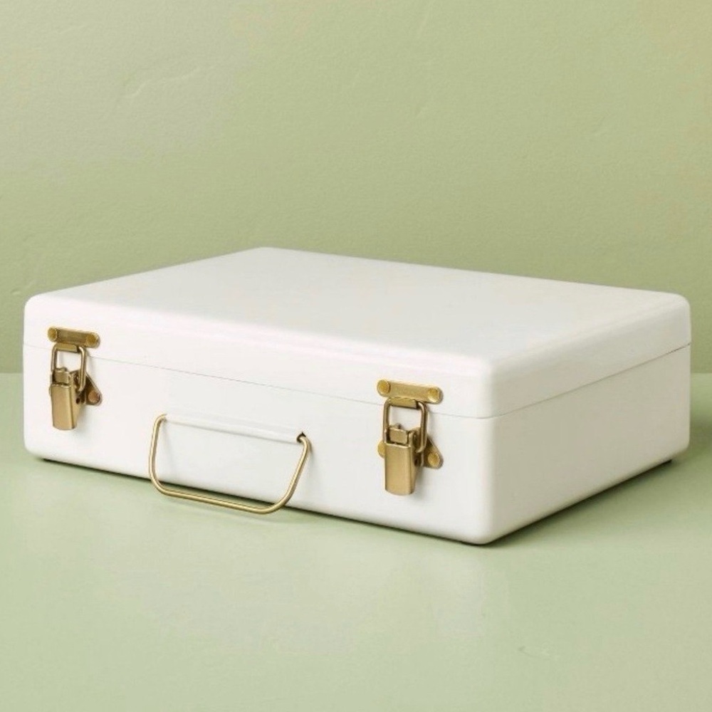 9" Large Metal Box with Brass Hardware Sour Cream - Hearth & Hand™ with Magnolia